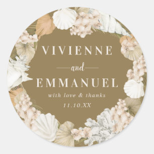 Adesivo Tropical Palm White Floral Obrigado A Favor Seal