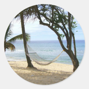 Adesivo Tropical Paradise Beach Water Sand Sun Sky Palm