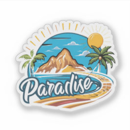 Adesivo Tropical Paradise Island Logo Art
