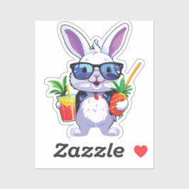 Adesivo Tropical Rabbit Sticker with Pineapple and Sunglas