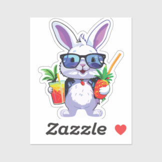 Adesivo Tropical Rabbit Sticker with Pineapple and Sunglas