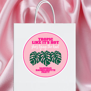Adesivo Tropical Rosa Brilho Monstera Festa de Despedida d