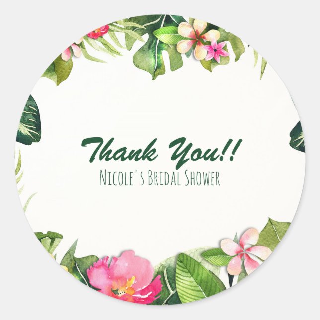 Adesivo Tropics Verdes deixam aquarela floral (Frente)