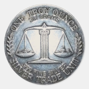 Adesivo Troy Ounce .999 Fine Silver Trade Unit Scale