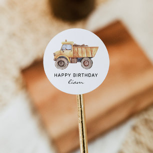 Adesivo Truck de Construção Aniversário Moderno