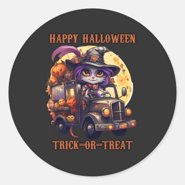 Adesivo Trucker do Halloween Crianças Festivas Ri (Frente)