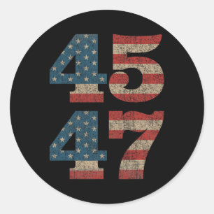 Adesivo Trump 2024 45 47 Vintage American Flag Retro 4547