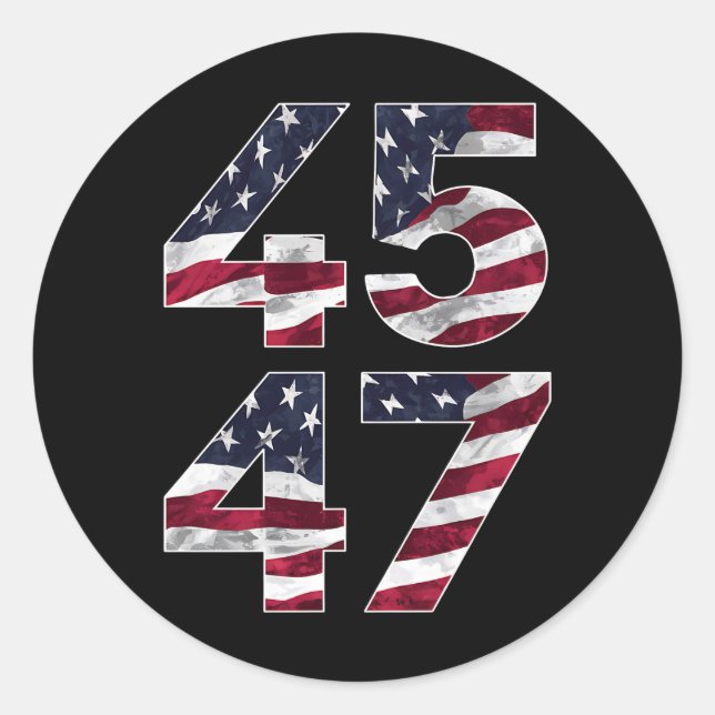 Adesivo Trump 2024 45 47 Vintage EUA (Frente)