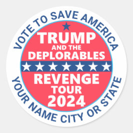 Adesivo Trump 2024 Revenge Tour desplorável Política