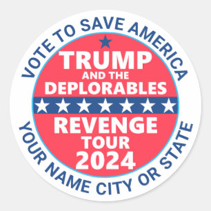 Adesivo Trump 2024 Revenge Tour desplorável Política