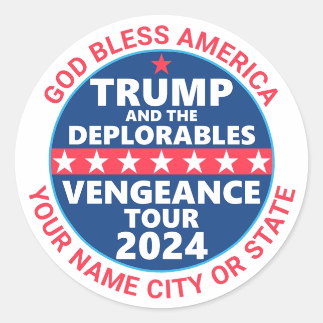 Adesivo Trump 2024 Vengeance Tour desalmia política (Frente)