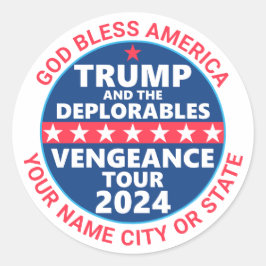 Adesivo Trump 2024 Vengeance Tour desalmia política