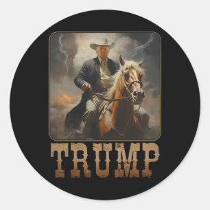 Adesivo Trump 2025 Presidente Cowboy Montando Cavalo Weste