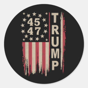 Adesivo Trump 45 47 Vintage Retro Bandeira América EUA