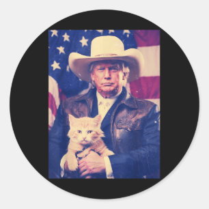 Adesivo Trump Cat Shirt Engraçado Cowboy Donald Trump 2024