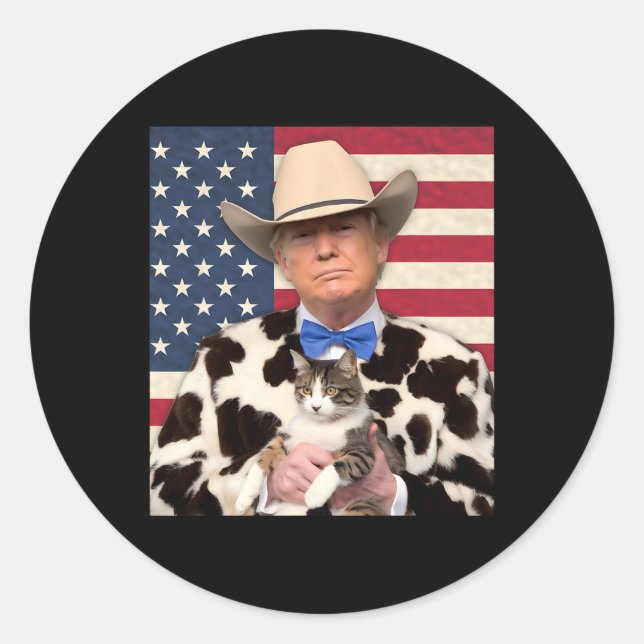 Adesivo Trump Cat Shirt Engraçado Cowboy Donald Trump 2024 (Frente)