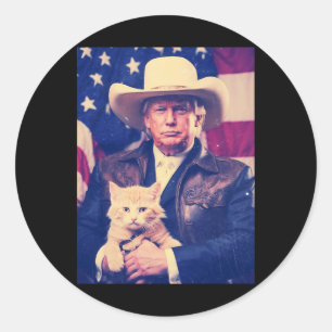 Adesivo Trump Cat Shirt Engraçado Cowboy Donald Trump 2024
