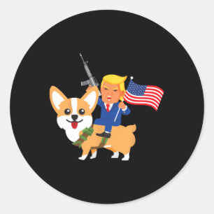 Adesivo Trump Corgi Arma Merica Eleição Donald Cachorro Mã