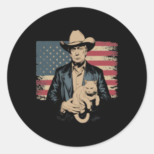 Adesivo Trump Cowboy Engraçado Cat Parody Design