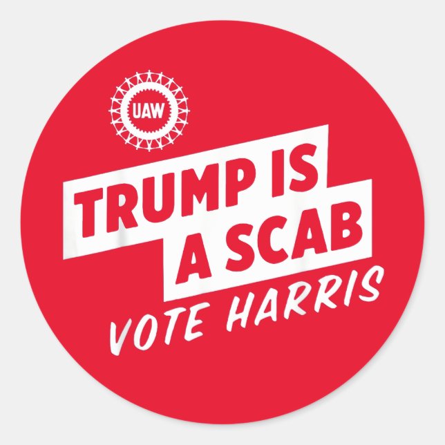 Adesivo Trump é um Scab Vote Harris 2024 Presidente (Frente)