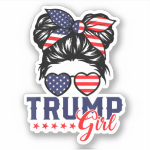 Adesivo Trump Girl Messy Bun Trump 2024 Eleição