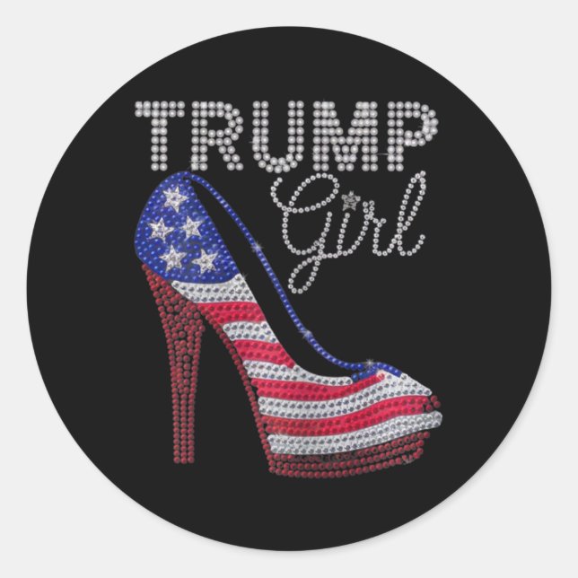 Adesivo Trump Girl Stilettos High Heel American Flag Bling (Frente)