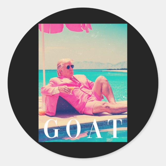 Adesivo Trump Goat Summer 2024 Retro Funny Pink Donald Tru (Frente)