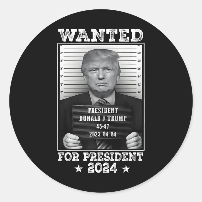 Adesivo Trump Mug Shot Desejado Para Os Eua. Presidente 20 (Frente)
