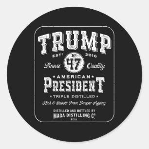 Adesivo Trump Presidente 47 Vintage Whiskey Label 2024 Vic