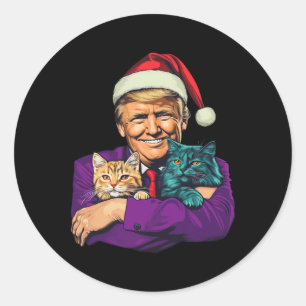 Adesivo Trump Segurando Gatos Feliz Natal Festivo Engraçad