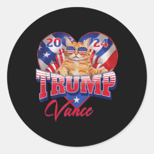 Adesivo Trump Vance 2024 Cat Heart Presidente Político Ame