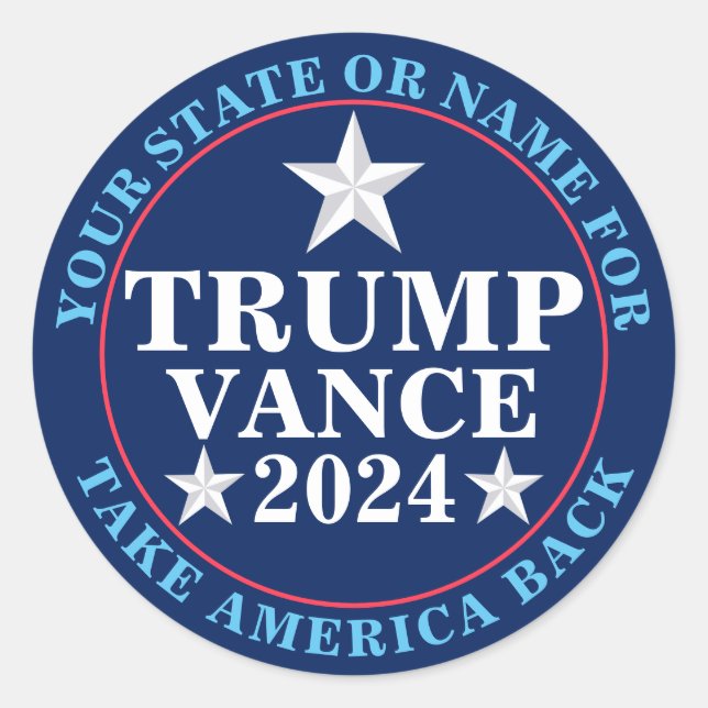 Adesivo Trump Vance 2024 Eleição Presidencial Personalizad (Frente)