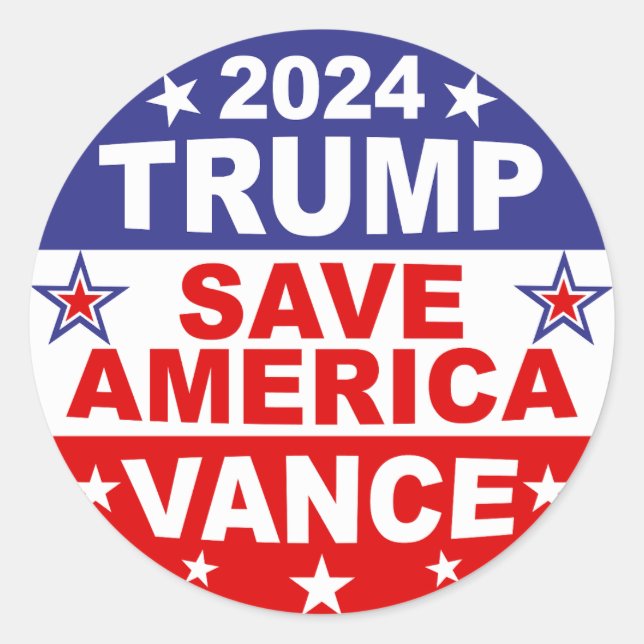 ADESIVO TRUMP VANCE 2024 SALVE AMÉRICA (Frente)
