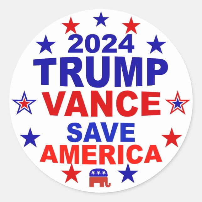 Adesivo Trump Vance 2024 Save America (Frente)