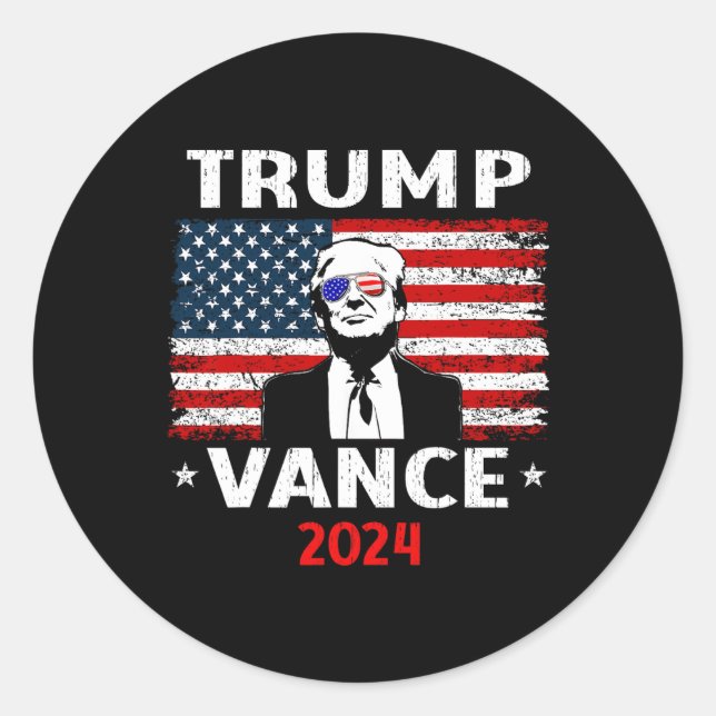 Adesivo Trump Vance 2024 Vp Vice-presidente Usa Flag (Frente)