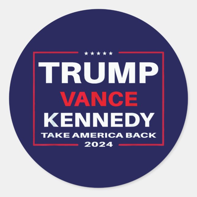 Adesivo Trump Vance Kennedy Leva A América De Volta Azul (Frente)