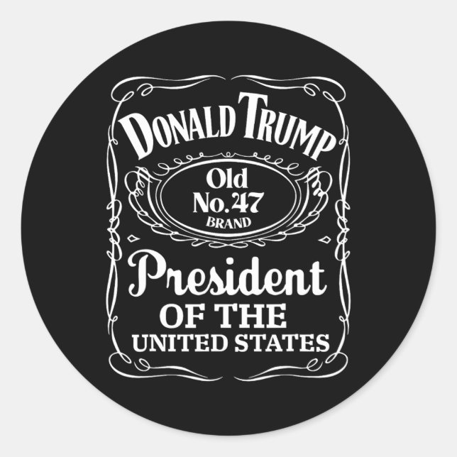 Adesivo Trump Whiskey Bottle Label Trump 47º Presidente 20 (Frente)