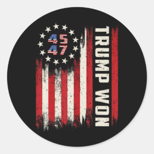 Adesivo Trump Won 2024 45 47th Presidente Usa Flag