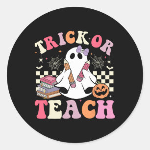 Adesivo Truque De Halloween Ou Cuta De Retrô De Ensino De