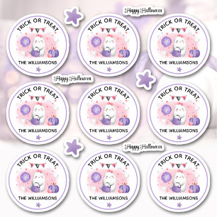 Adesivo Truque De Halloween Ou Nome De Tratamento Cortado