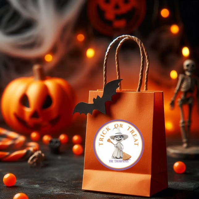 Adesivo Truque de Halloween ou Trate Bruxa Grande de Olhos (Criador carregado)