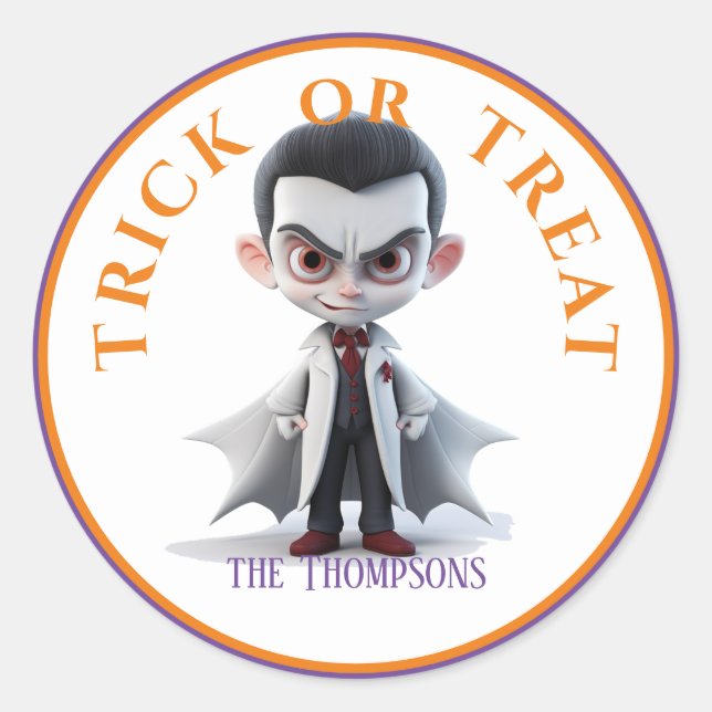 Adesivo Truque de Halloween ou Trate Drácula de Cabeça Gra (Frente)