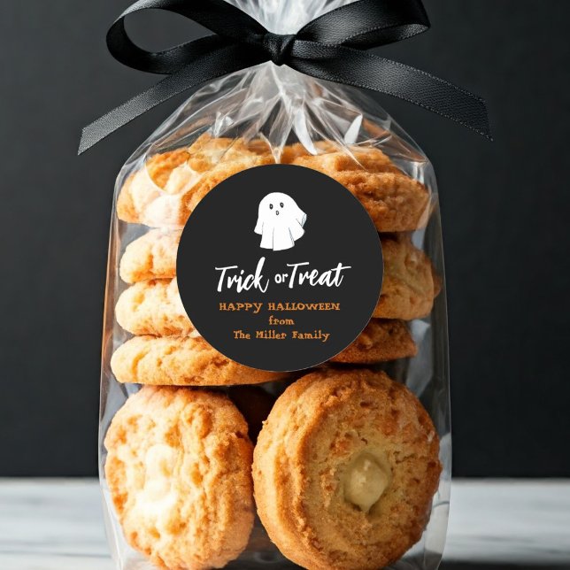 Adesivo Truque fantasma bonito ou tratar preto (Criador carregado)