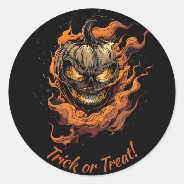 Adesivo Truque ou Tratamento Assustador da Cabeça de Bomba (Frente)