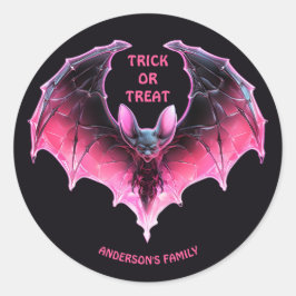 Adesivo Truque Ou Tratamento De Bat De Halloween Rosa