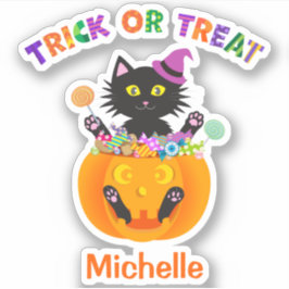 Adesivo Truque Ou Tratamento De Gatos Halloween