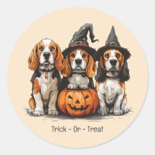 Adesivo Truque Ou Tratar Cães De Beagle Halloween