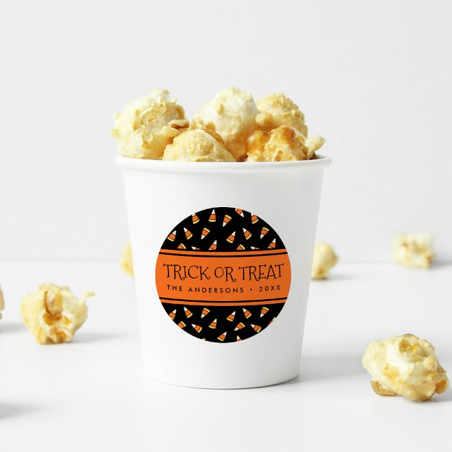 Adesivo Truque Personalizado de Milho Doce do Halloween (Criador carregado)