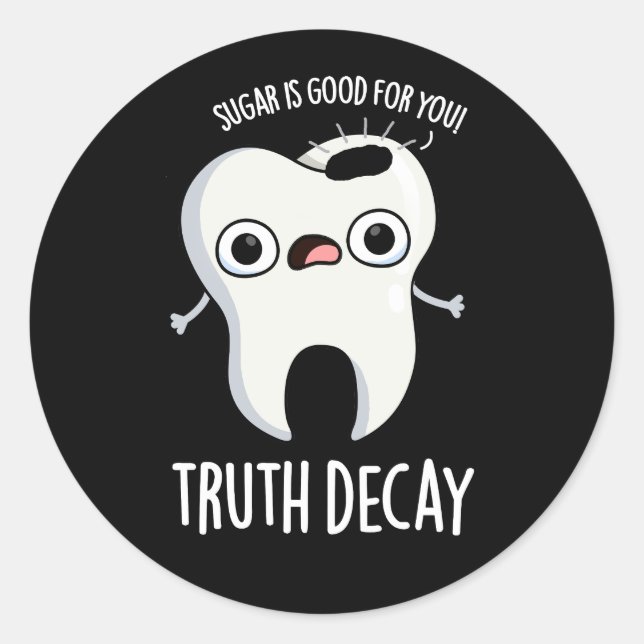 Adesivo Truta Decay Engraçado Tooth Dark BG (Frente)