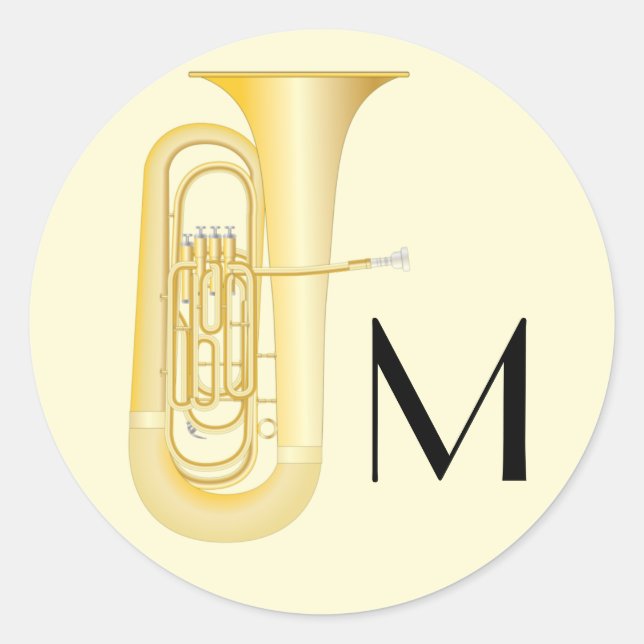 Adesivo Tuba Musical Band Teacher Classic Round Sticker (Frente)